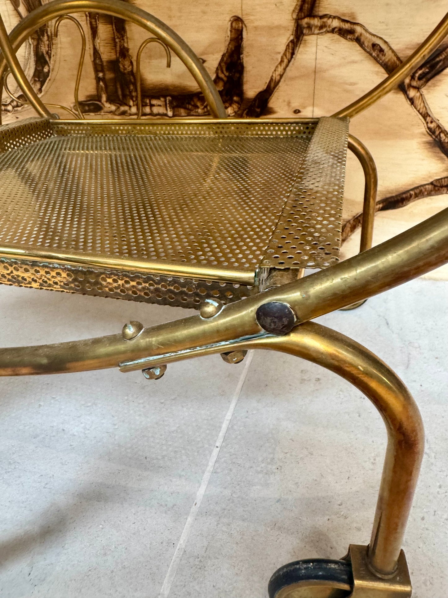 Josef Franc Brass Bar Trolley | Vintage Antique Homeware Decor |