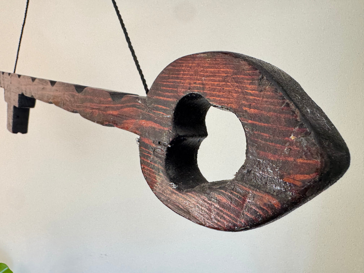 Large Rustic Wooden Key Hook Holder | Vintage Retro | Folk Art | Handcrafted |