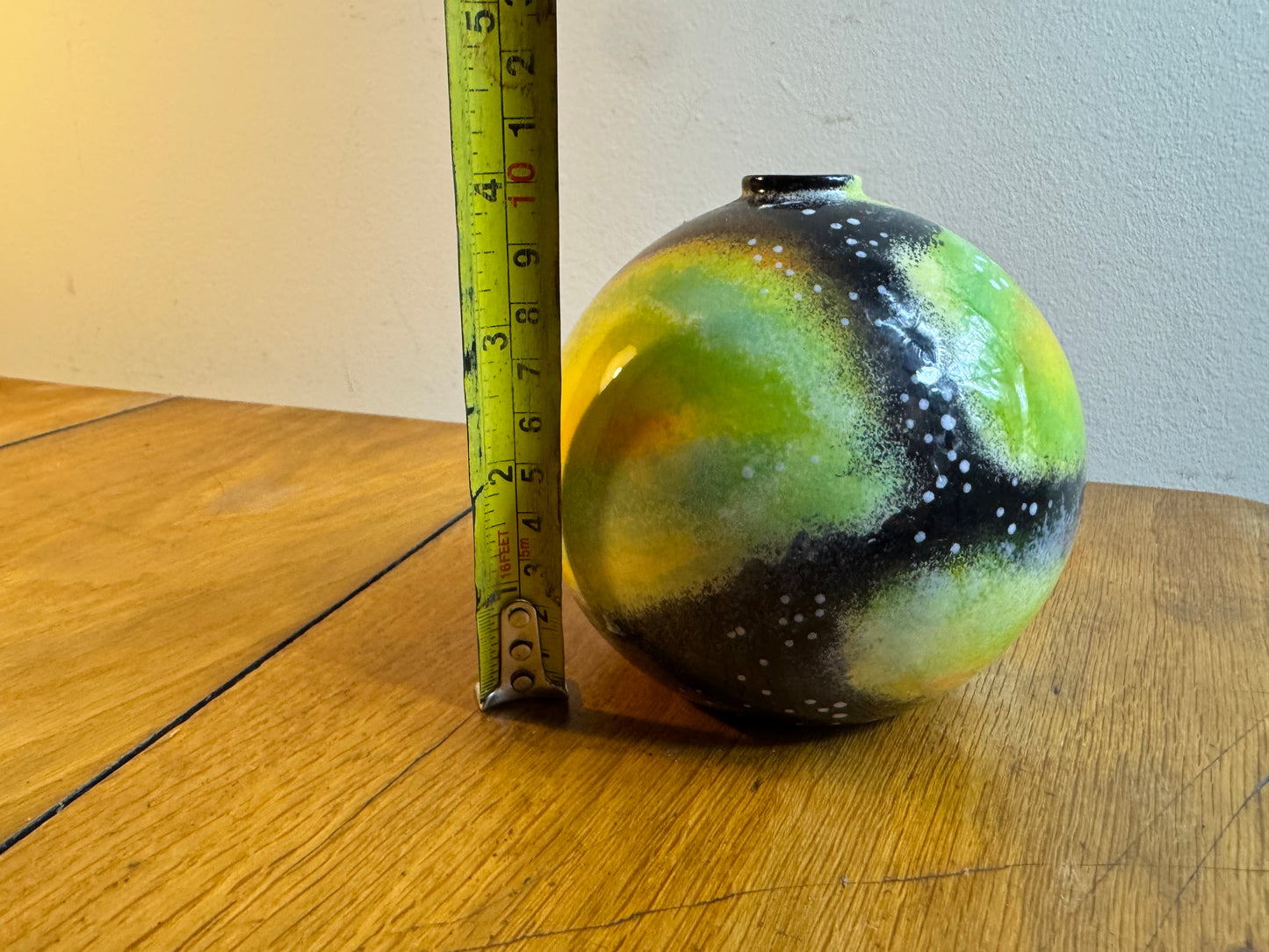 Small Studio Pottery Round Bud Vase | Galaxy Cosmic | Vintage Retro | MCM Mid Century Decor | Sphere Vase |