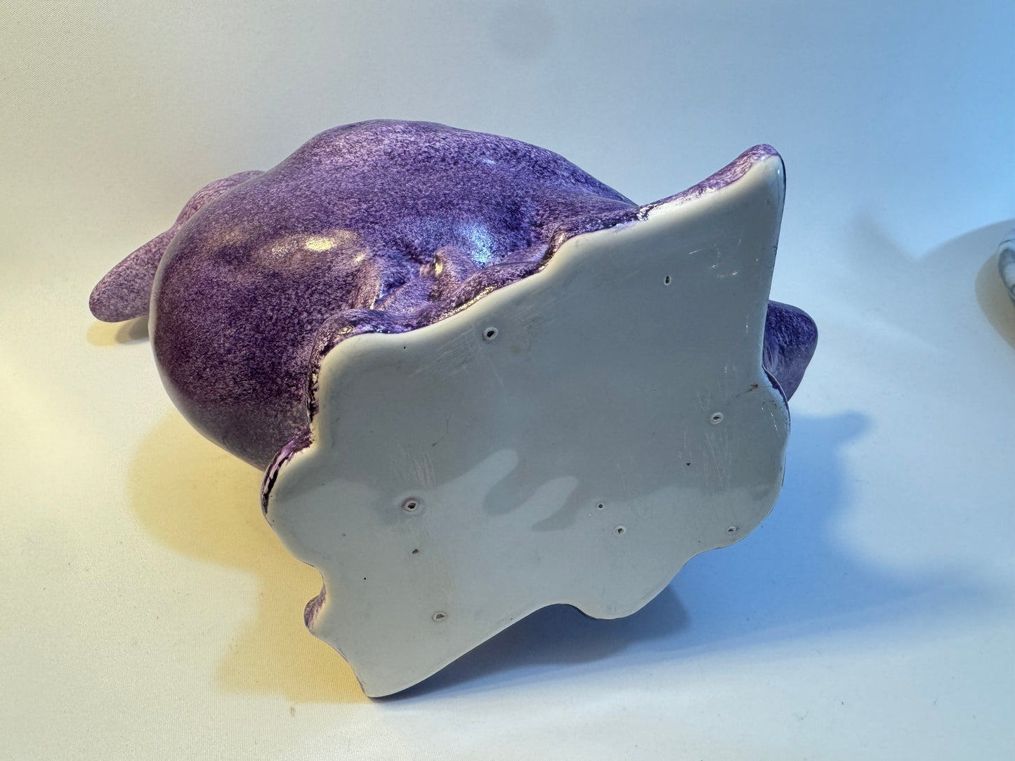 Ceramic Flower Duck | Vintage Retro | Purple Flower Frog Vase | French |