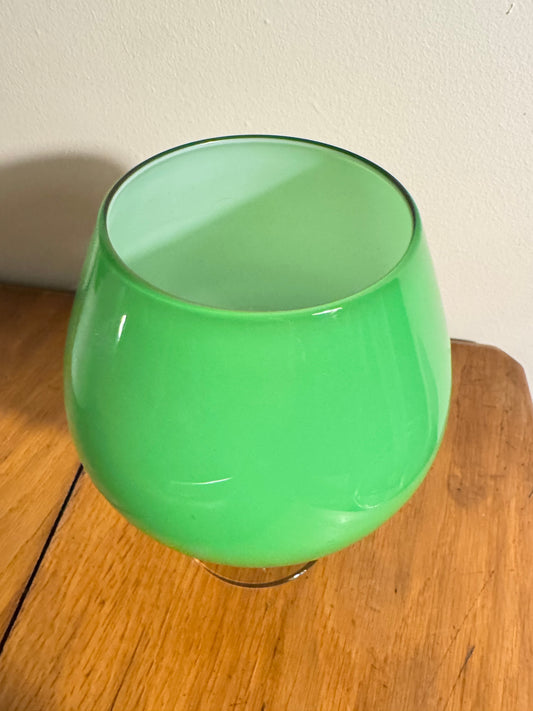 Cased Green Glass Brandy Snifter | Vintage Retro | Unusual Unique Quirky |