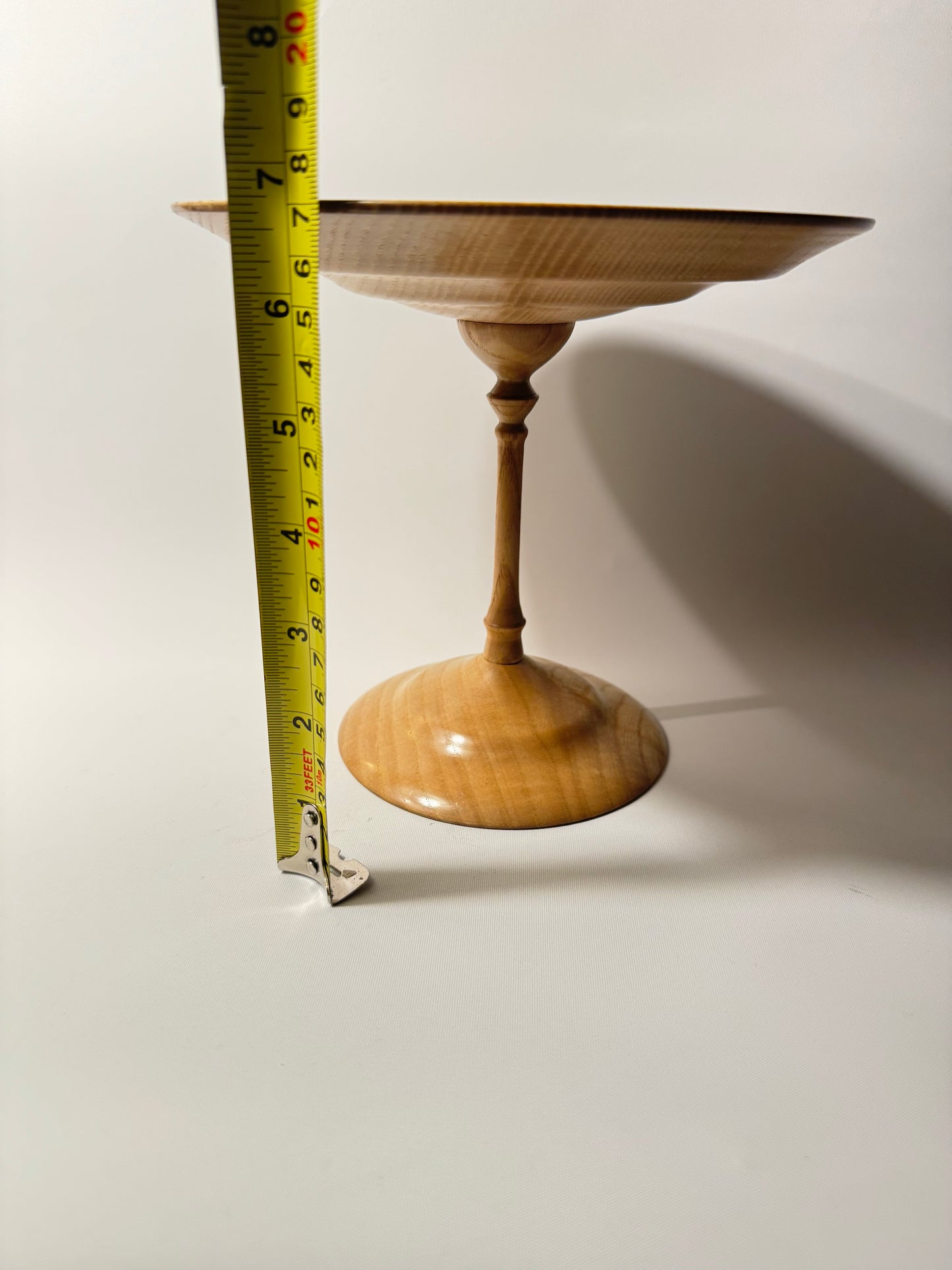 Handmade Ash Wood Pedestal Platter/Bowl | Dinner Party Serveware | Vintage Retro | Scandi | MCM Mid Century |