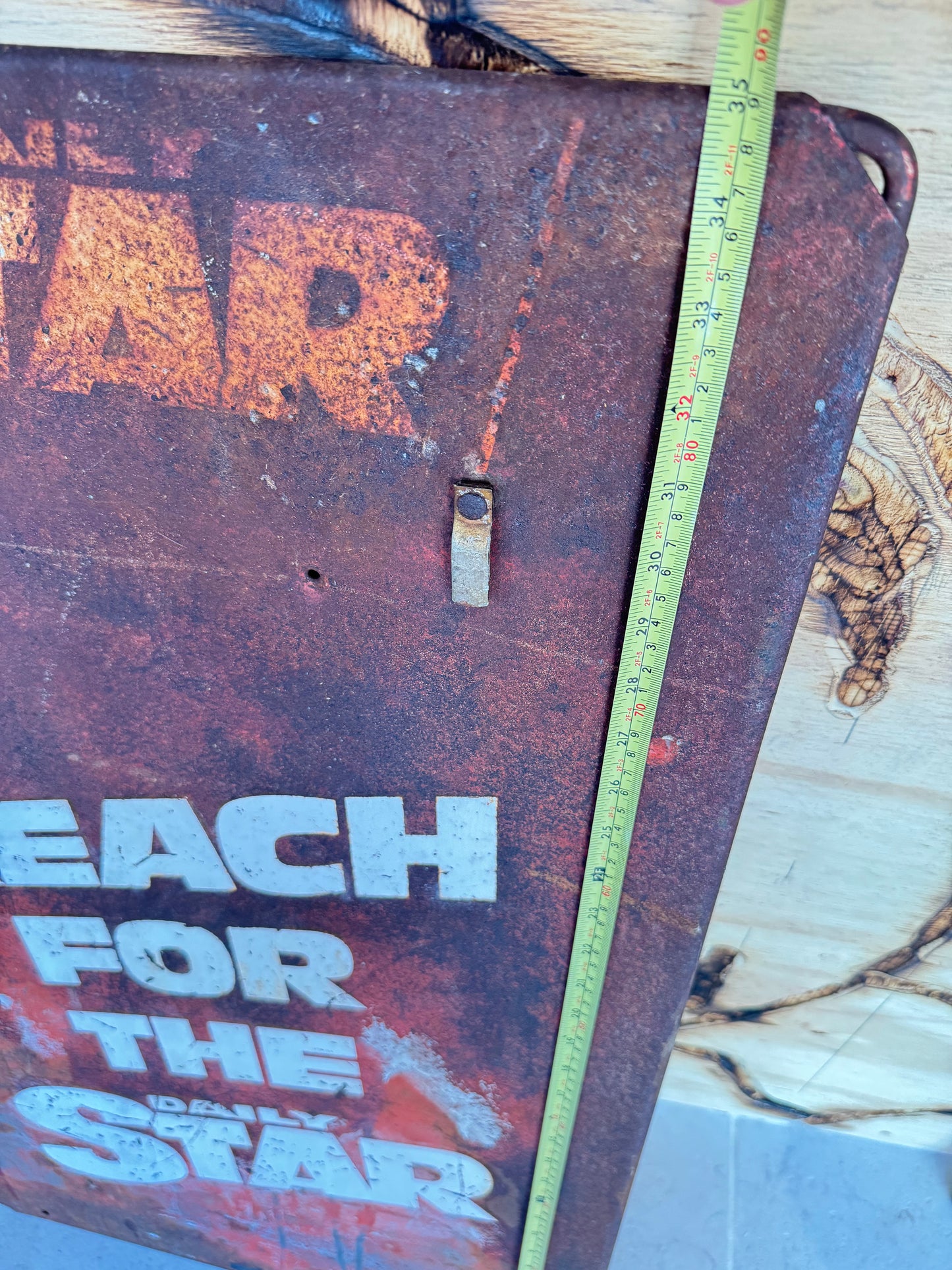 Large Daily Star Newspaper Advertising Metal Sign | Weathered Distressed | Vintage Retro | Reach For The Daily Star |