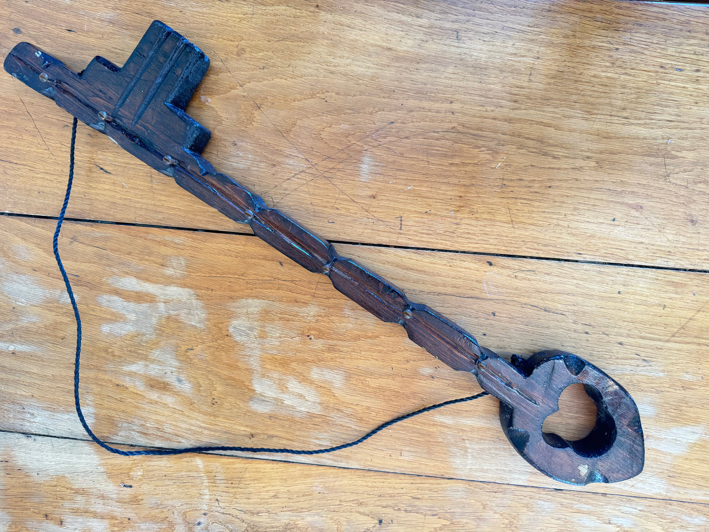 Large Rustic Wooden Key Hook Holder | Vintage Retro | Folk Art | Handcrafted |