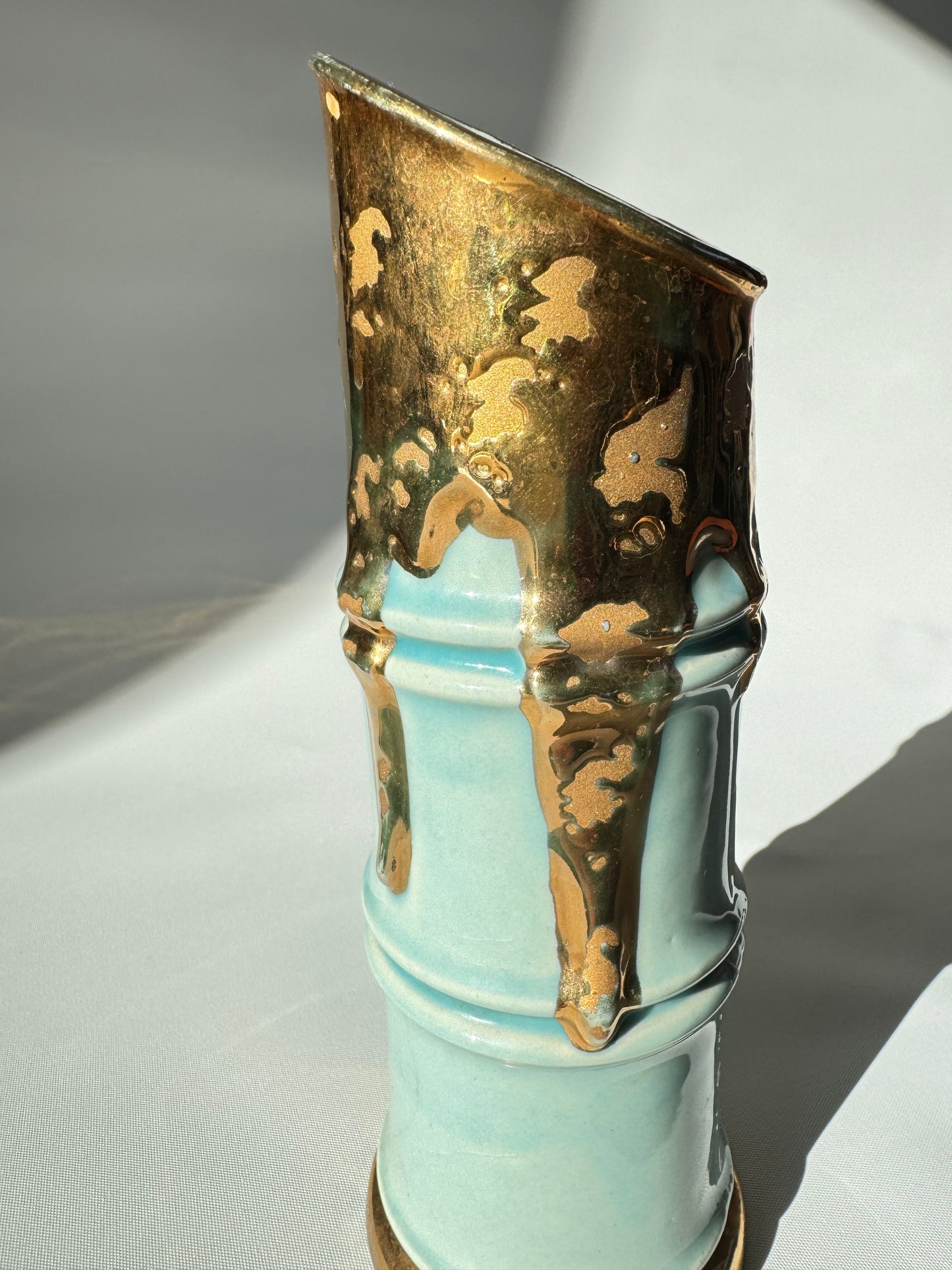 Weeping Gold & Blue Bamboo Vase