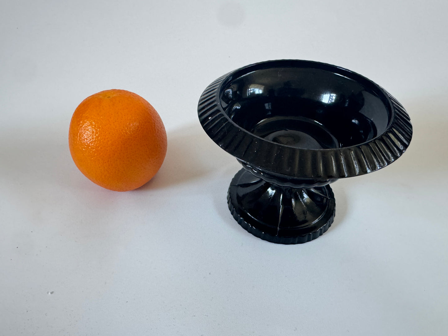 Black Amethyst Style Glass Pedestal Plant Base | Vase/Footed Bowl | Vintage Retro |