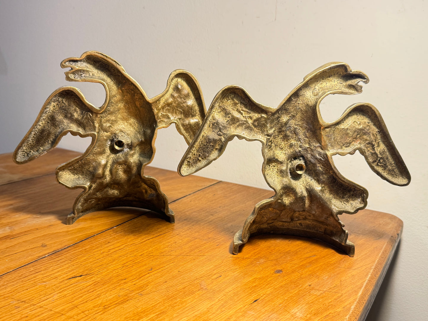 Pair of Antique Solid Brass Fire Place Andirons | Eagle Ornaments/Fire dog Ends | Fire Place Decor |Chenets/Eagles | Vintage Unique |