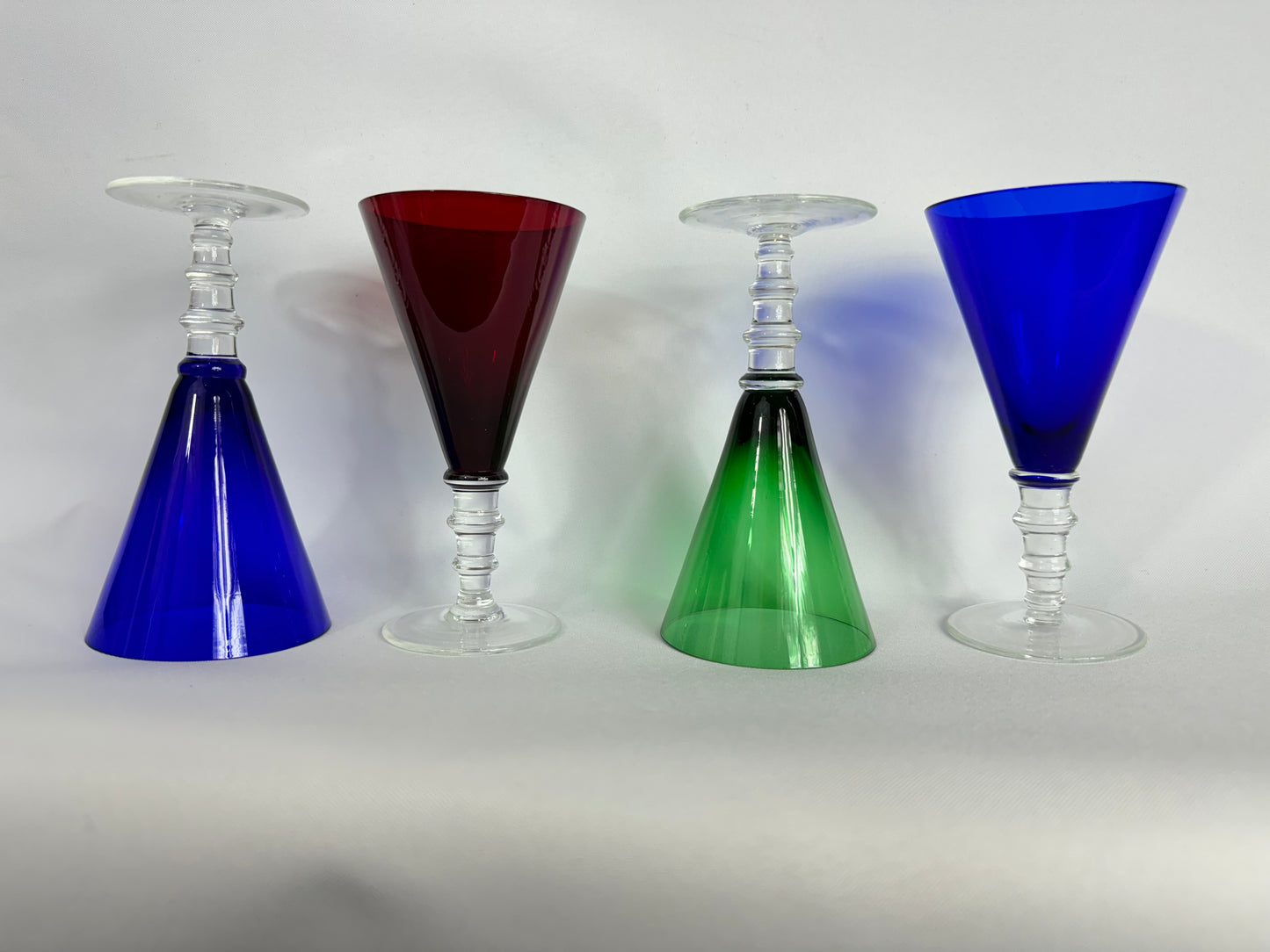 William Yeoward Coloured Crystal Wine Glasses | Set of 4 | Vintage Retro Style |