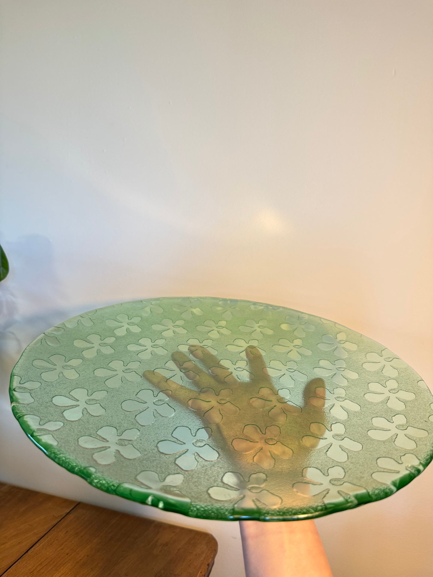 Green Pressed Glass XL Decorative Plate | Villeroy and Boch | Serving Plate |