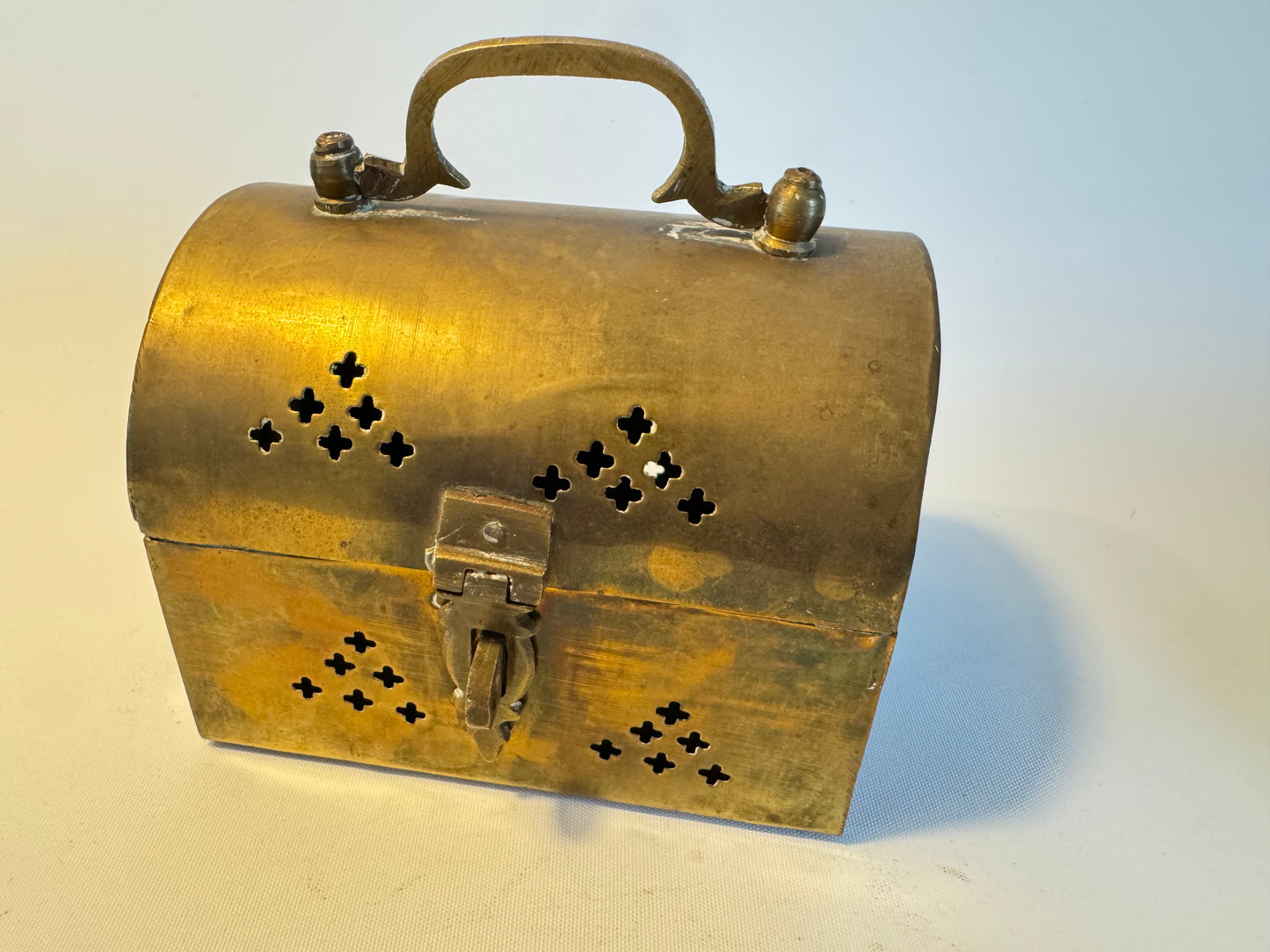 Small Brass Trinket Box | Miniature Chest | Vintage Retro Quirky |
