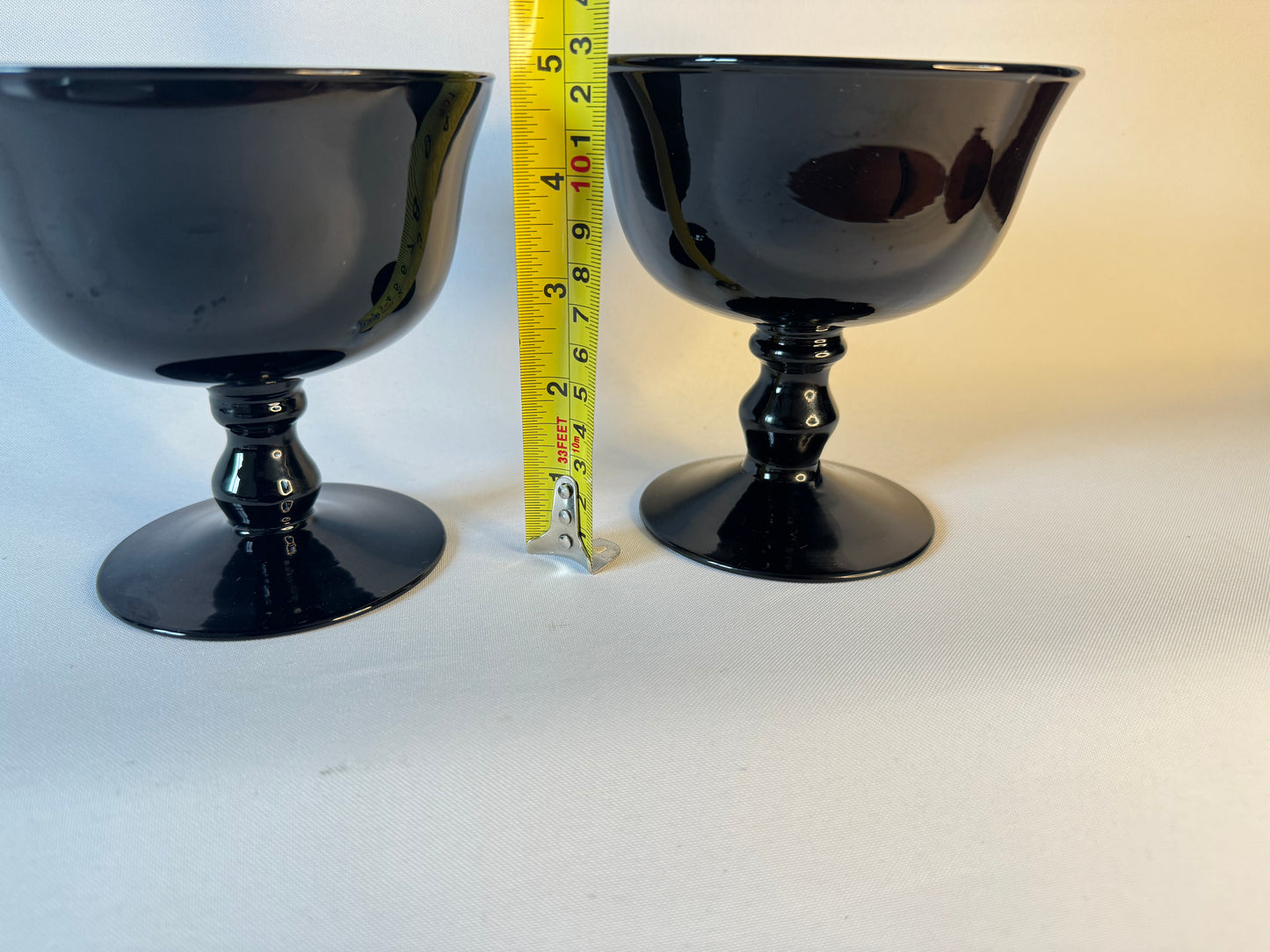 Black Glass Cocktail Coupes | Set of 2 | Large Champagne Glass Coupes | Vintage Retro |