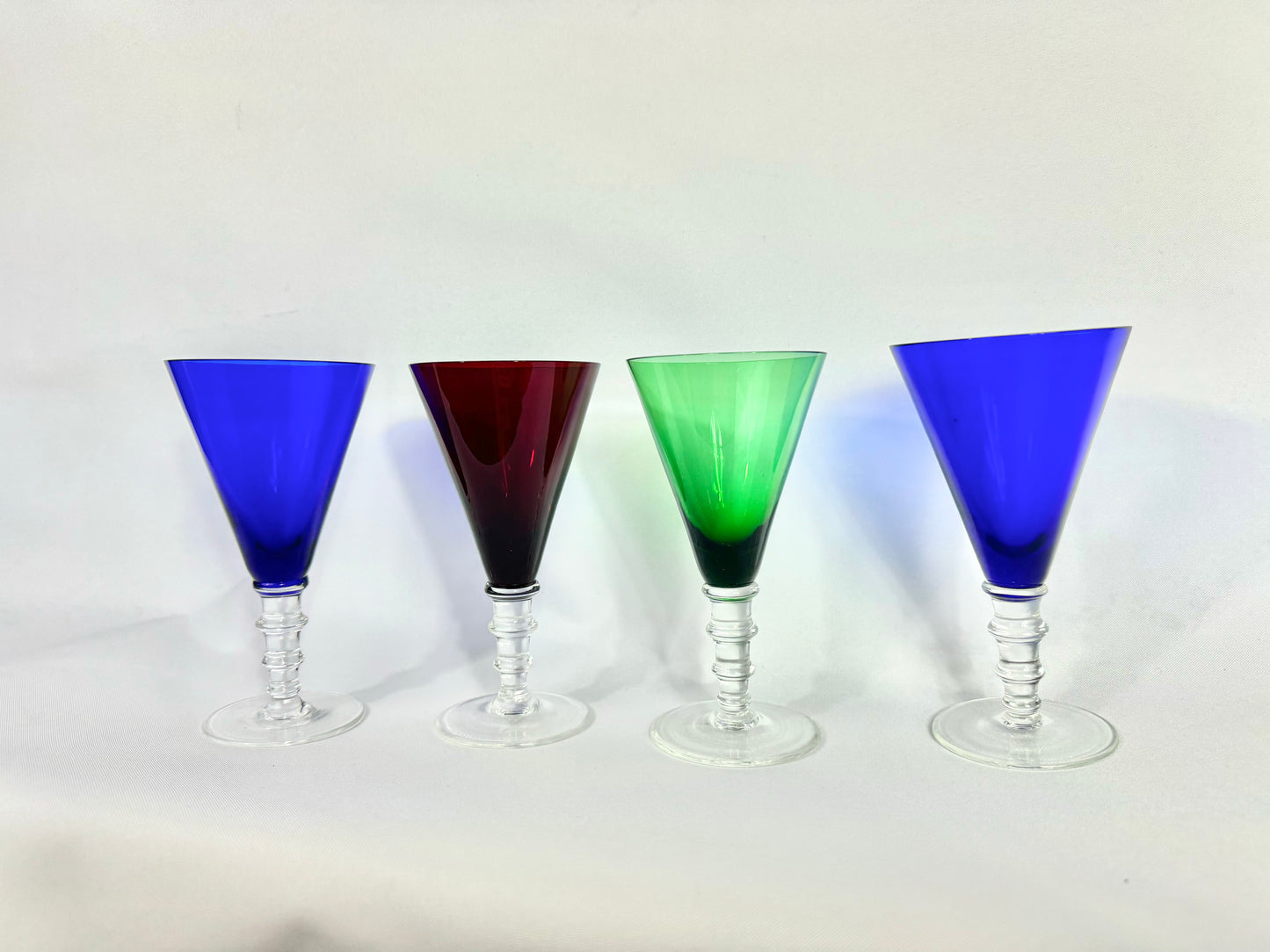William Yeoward Coloured Crystal Wine Glasses | Set of 4 | Vintage Retro Style |