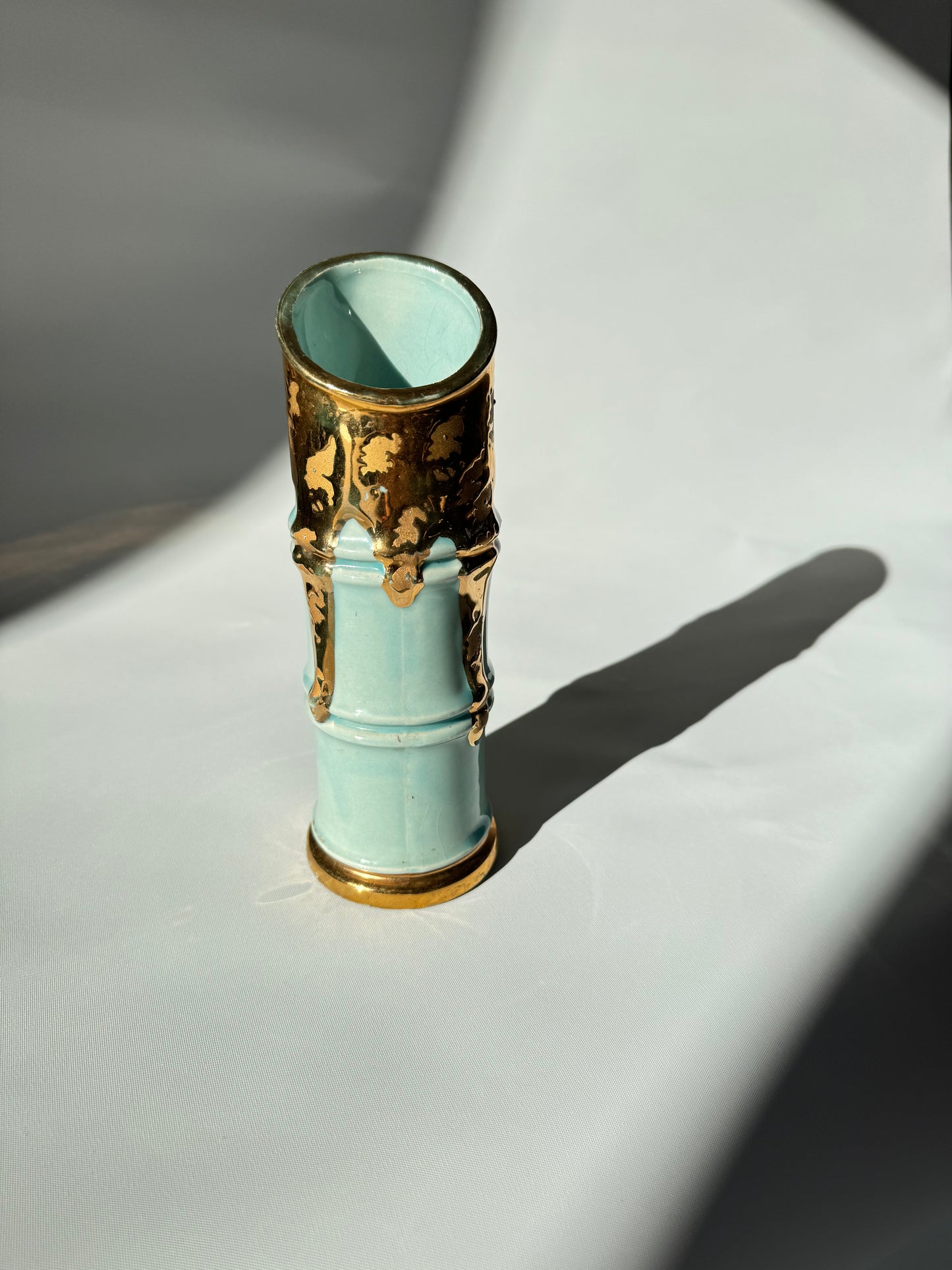 Weeping Gold & Blue Bamboo Vase