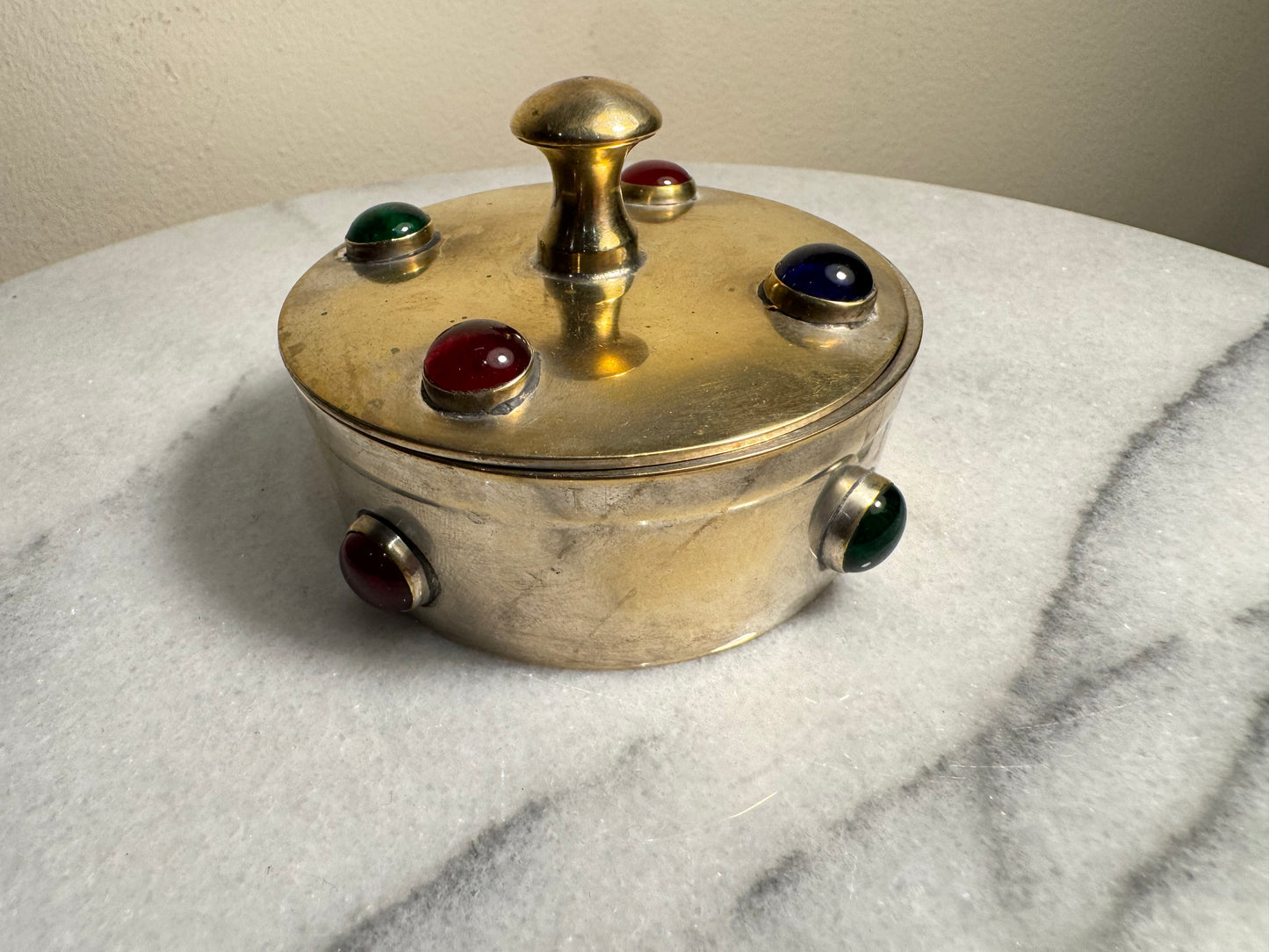 Small Metal Trinket Box with Bead Detail | Arts & Crafts Style | Vintage Retro Quirky |