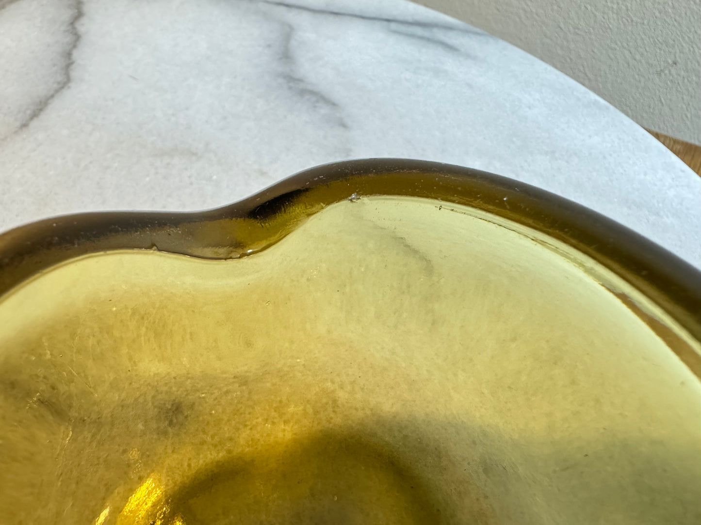 Yellow Thick Glass Apple Shaped Ashtray with Cigar Holder | Vintage Art Glass | Retro Kitsch |