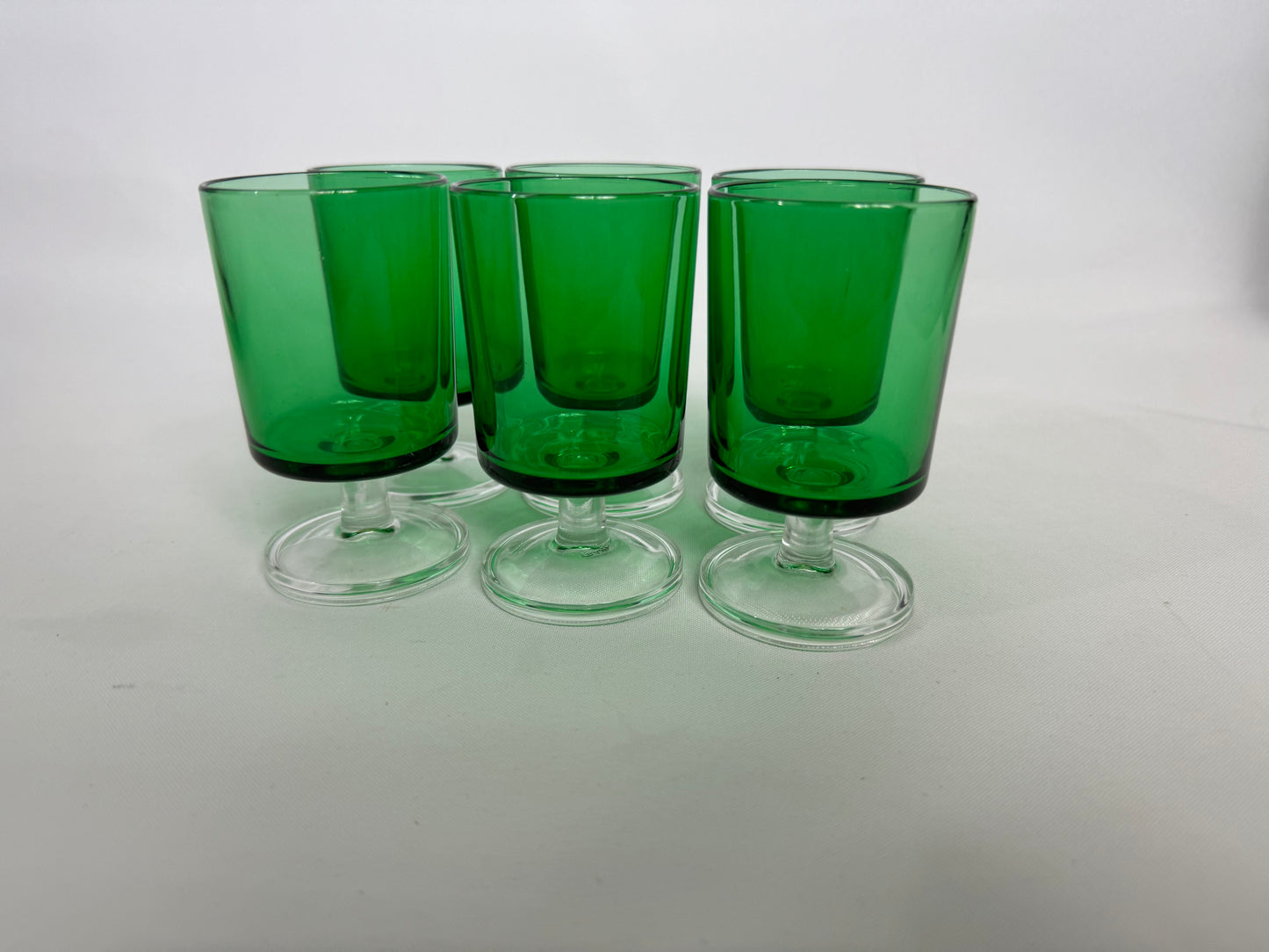 Small Green Luminarc Glasses. Barware | Wine Glass/ Apertivito glass | Vintage Retro
