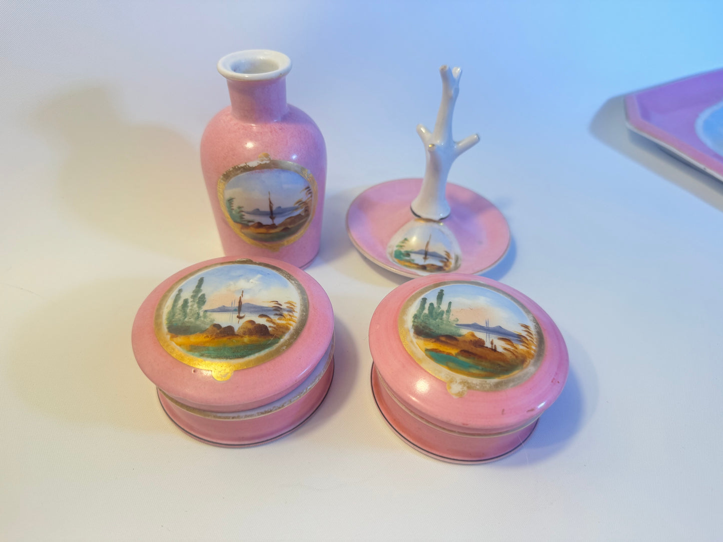 Pink Vintage Ceramic 7 Piece Vanity Set | Dressing Table | Retro Unique |