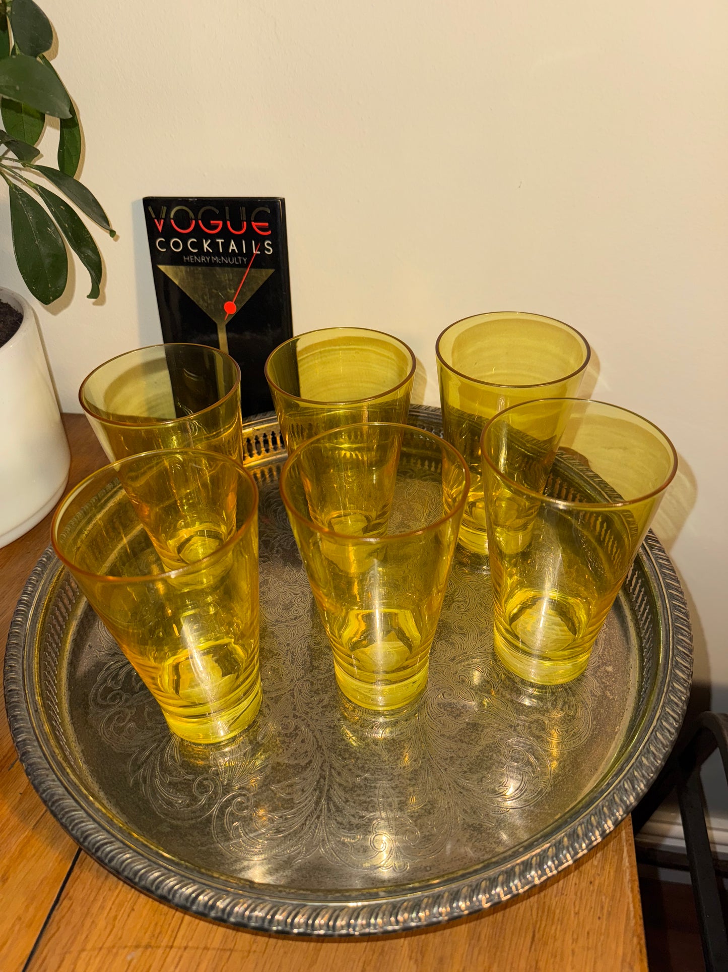 Set of 6 Vintage Yellow Crisal Tumblers – 36cl
