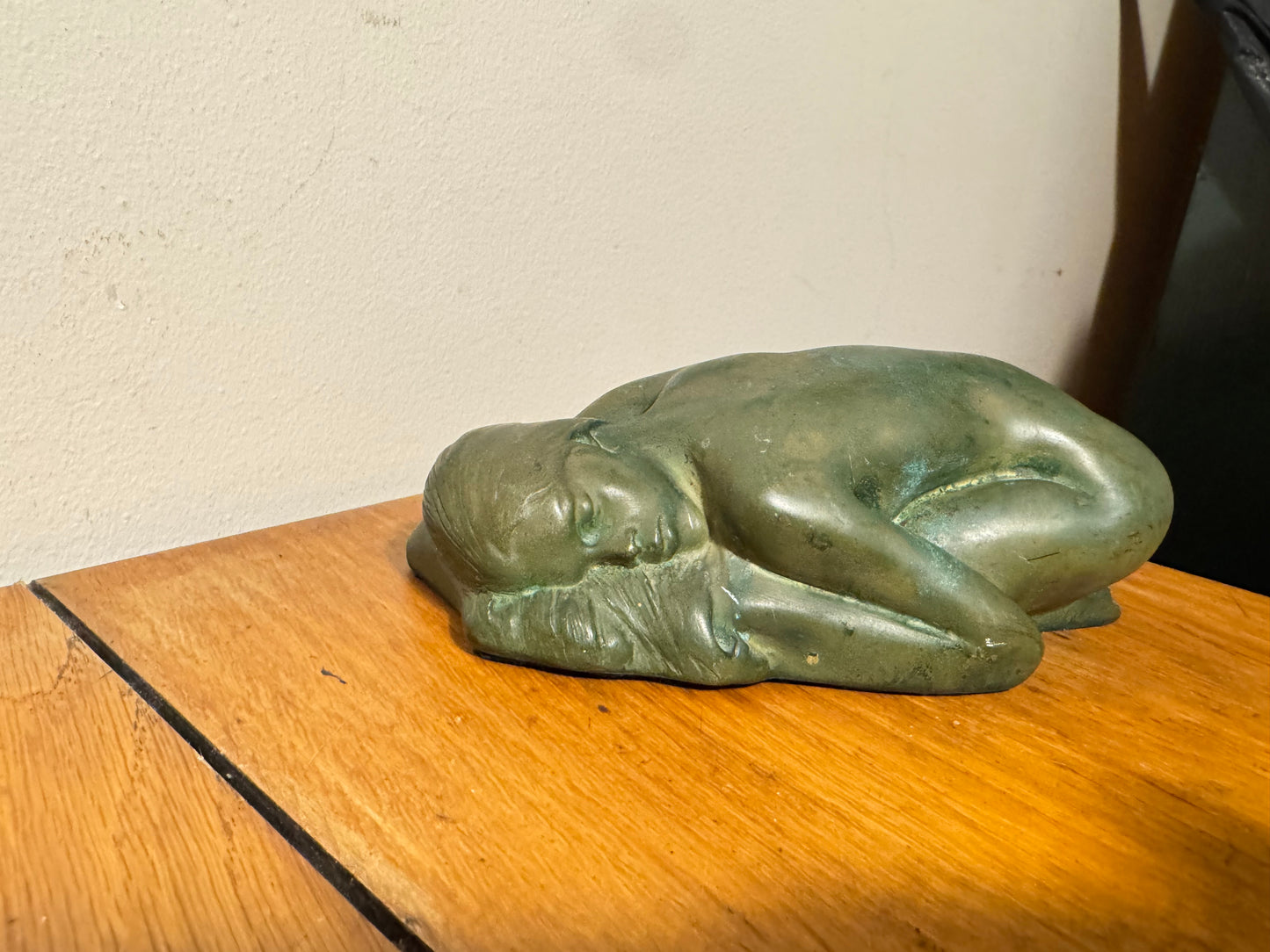 Carved Slate Sleeping Nude Lady Figure With Bronzed Effect Finish | Vintage Decor | Art Deco | Unique | c1930 |