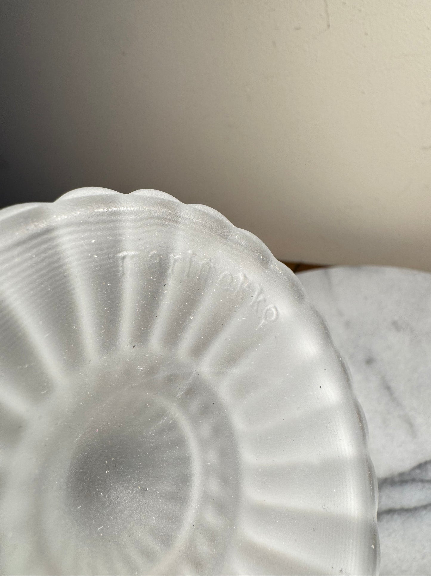 Marrimekko Mariskooli Footed Glass Bowl | Iittala | Vintage Retro Decor | Frosted/Blue |