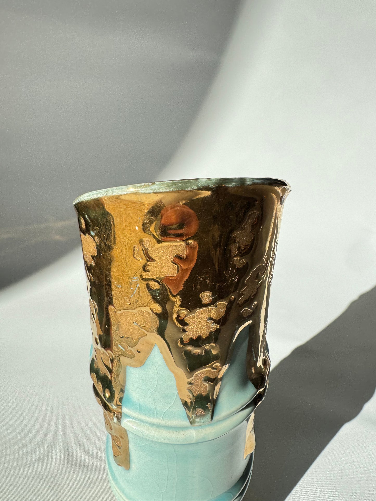 Weeping Gold & Blue Bamboo Vase