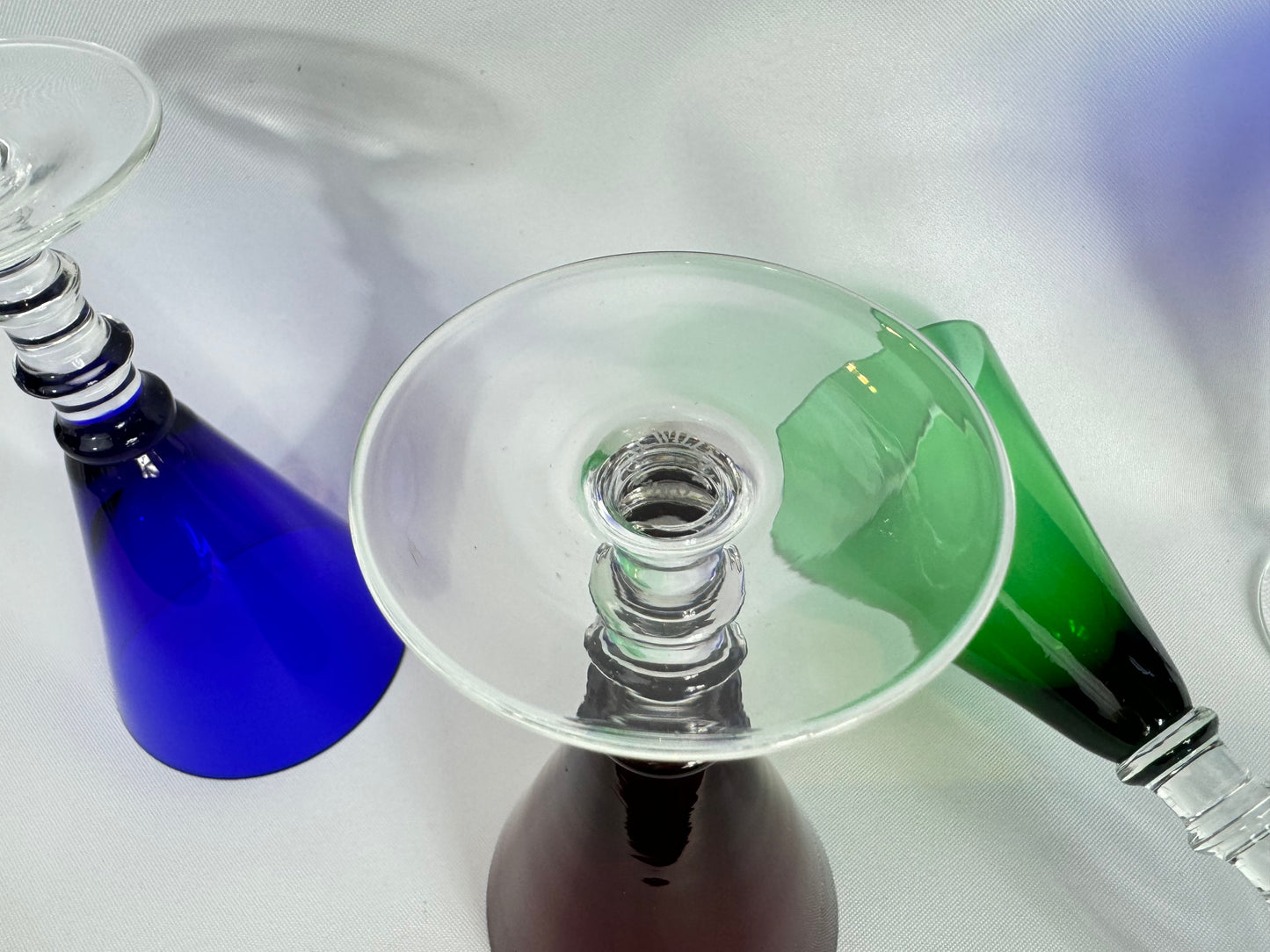 William Yeoward Coloured Crystal Wine Glasses | Set of 4 | Vintage Retro Style |