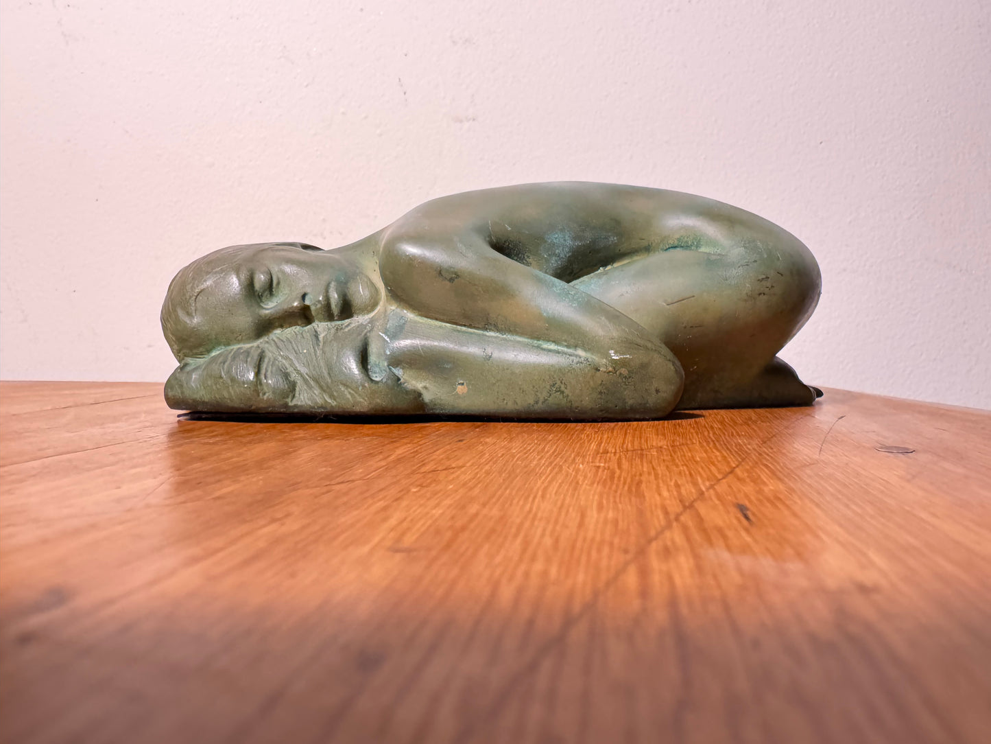 Carved Slate Sleeping Nude Lady Figure With Bronzed Effect Finish | Vintage Decor | Art Deco | Unique | c1930 |