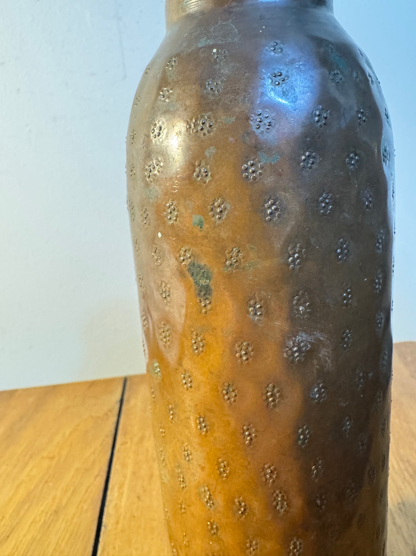 Hammered Copper Flask Bottle with Screw Top Lid | Vintage Retro Antique |