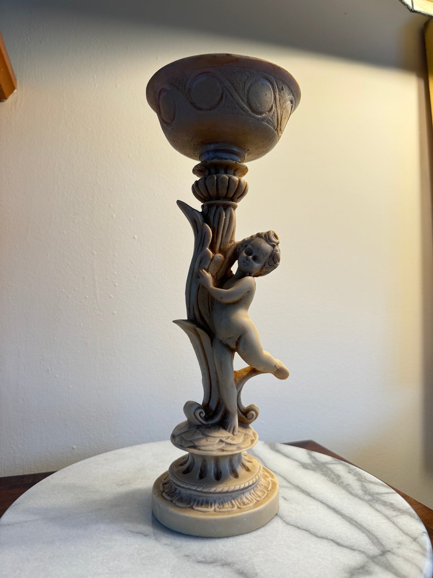 Cherub Flower Arrangement Stand | Vintage Retro Decor Homeware | Candle Holder |