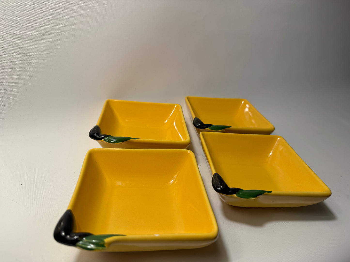 Silea Yellow Serving Bowls with Olive Design | Vintage Retro | Serveware Dinner Party | Made in France |