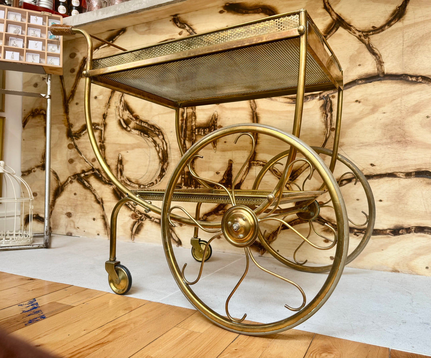 Josef Franc Brass Bar Trolley | Vintage Antique Homeware Decor |