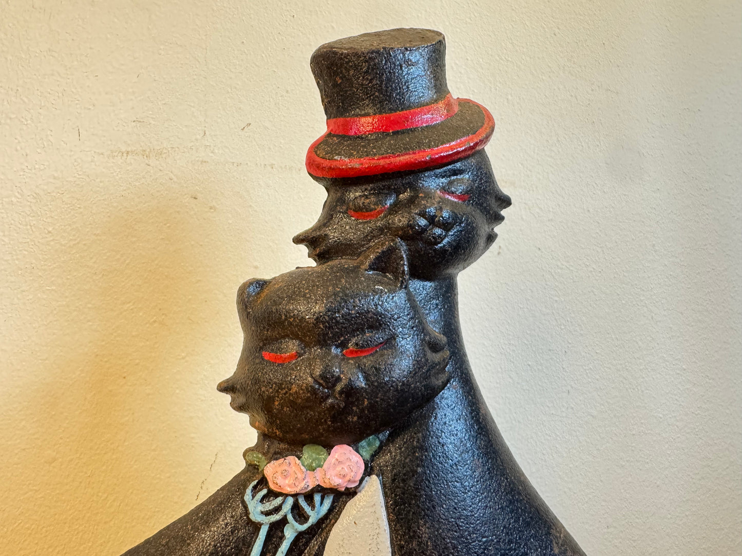 Vintage Cast Iron Tom Cat and Lady Cat Door Stop | Vintage Retro Antique | Quirky Unique |