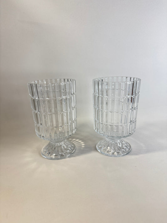 Pair of Retro Clear Footed Vases