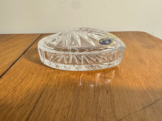 Bohemia Crystal Heart Shaped Lidded Trinket Dish | Vintage Retro |