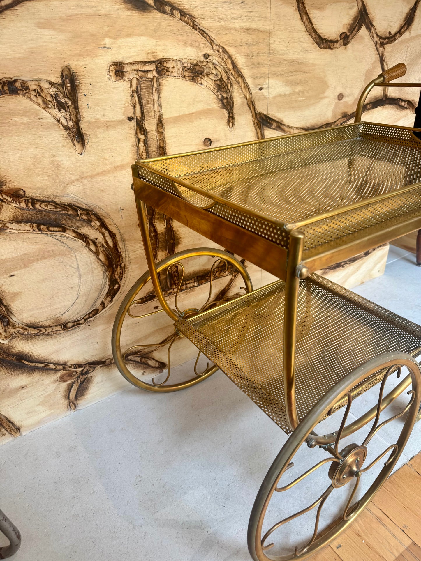 Josef Franc Brass Bar Trolley | Vintage Antique Homeware Decor |