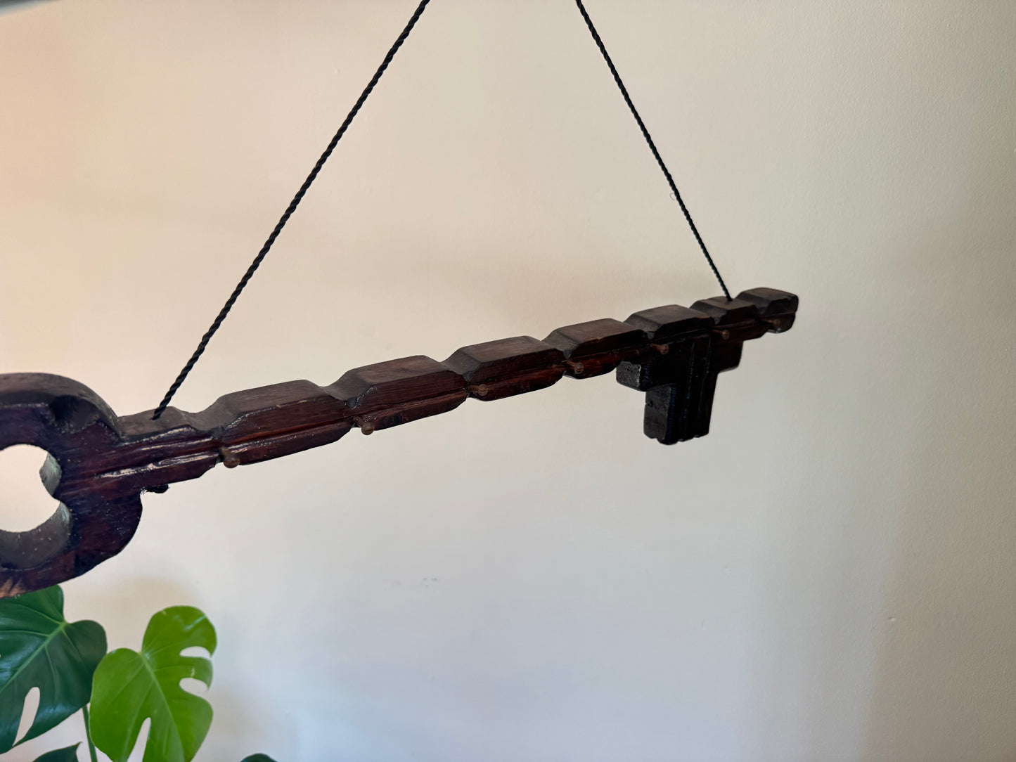 Large Rustic Wooden Key Hook Holder | Vintage Retro | Folk Art | Handcrafted |