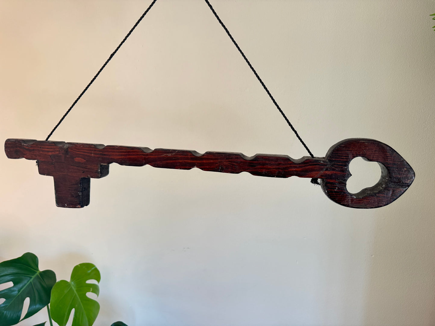 Large Rustic Wooden Key Hook Holder | Vintage Retro | Folk Art | Handcrafted |