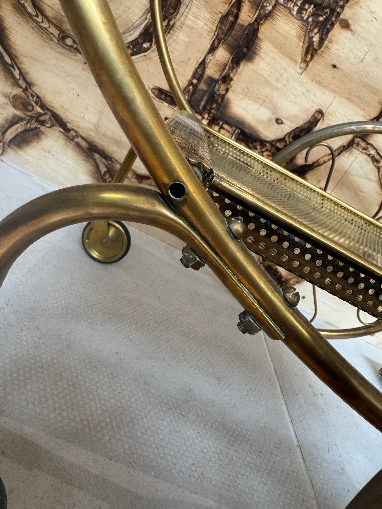 Josef Franc Brass Bar Trolley | Vintage Antique Homeware Decor |