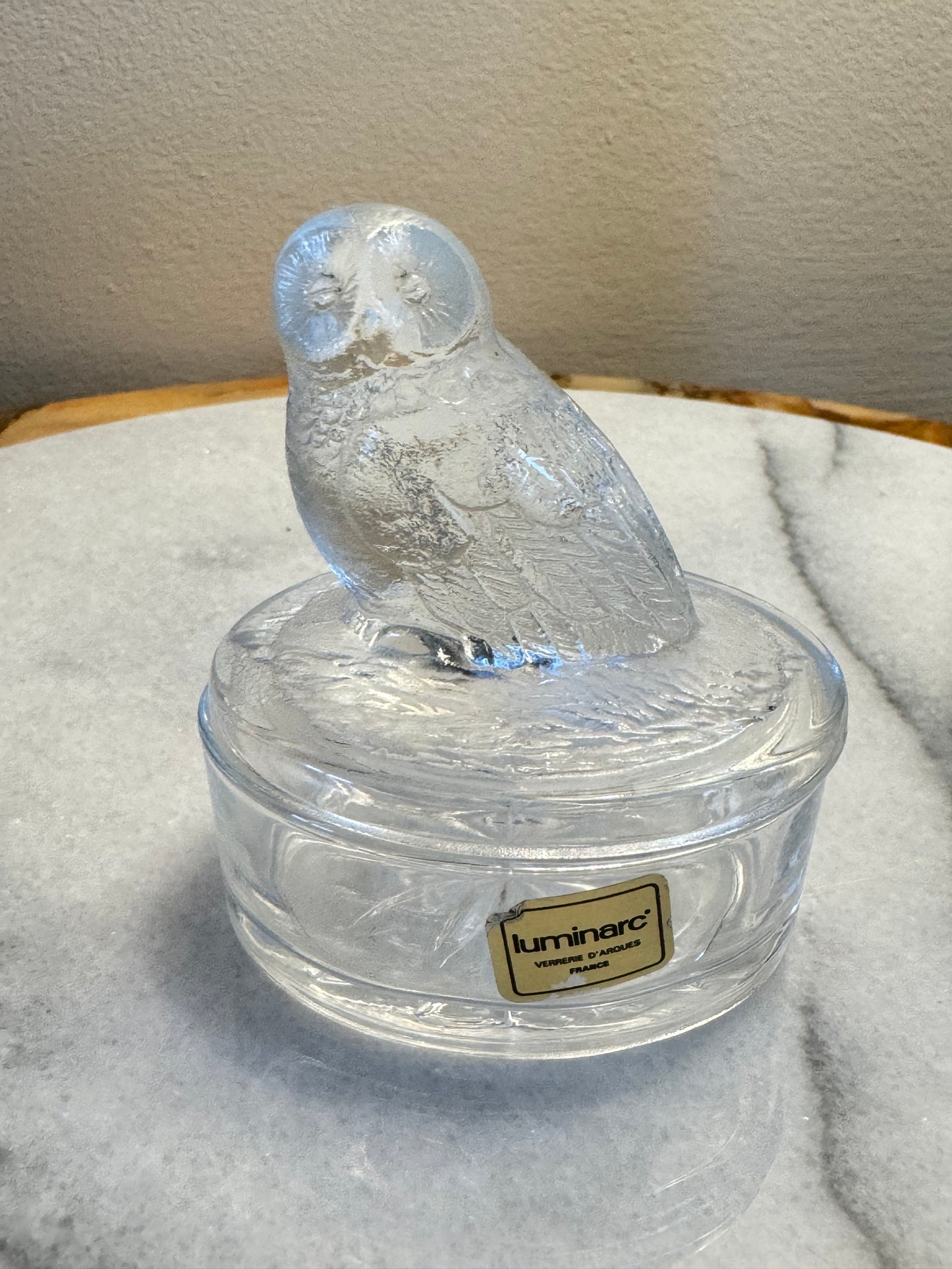 Luminarc France Owl Trinket Pot | Decorative Glass | Made in France | Vintage Retro