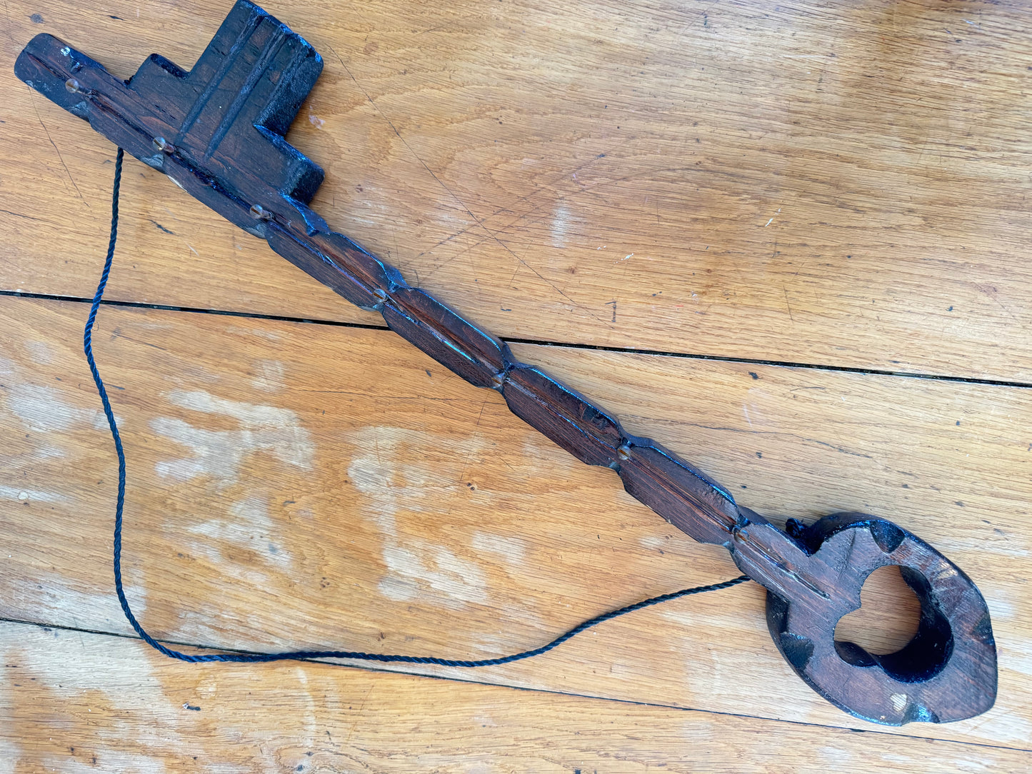 Large Rustic Wooden Key Hook Holder | Vintage Retro | Folk Art | Handcrafted |