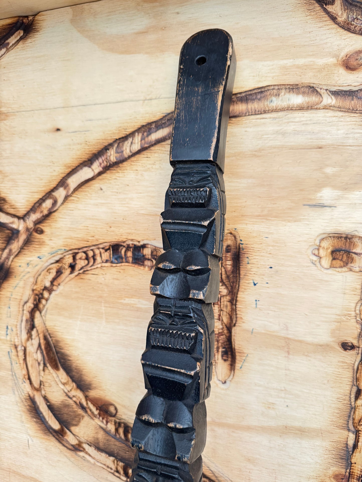 Oversized Hand-Carved Decorative Fork | Tribal Totem Style | Quirky Unique |