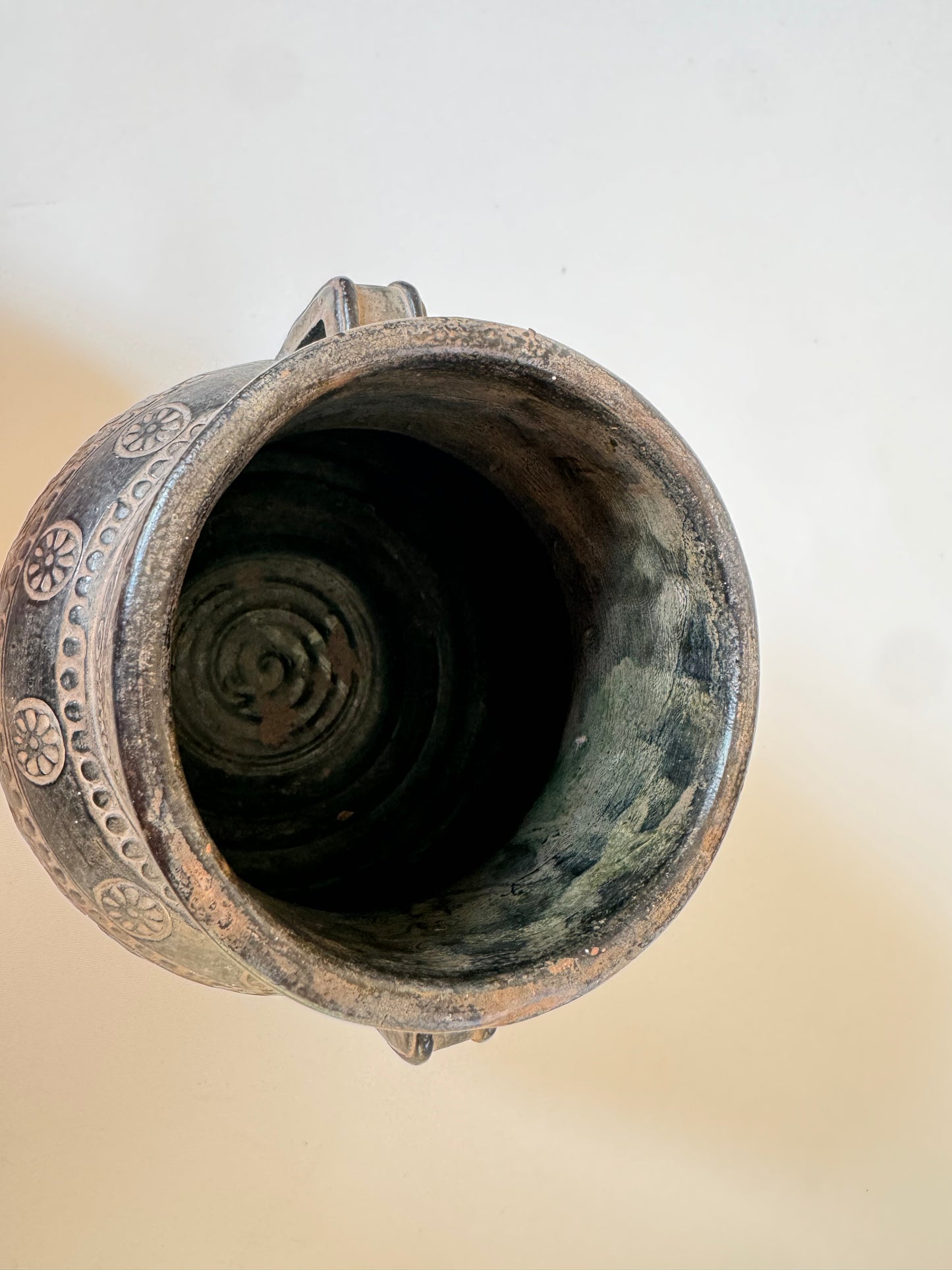 Greek Pottery Vase | Double Handled Urn Style Vase | Grecian | Mid Century MCM | Bird Pattern |