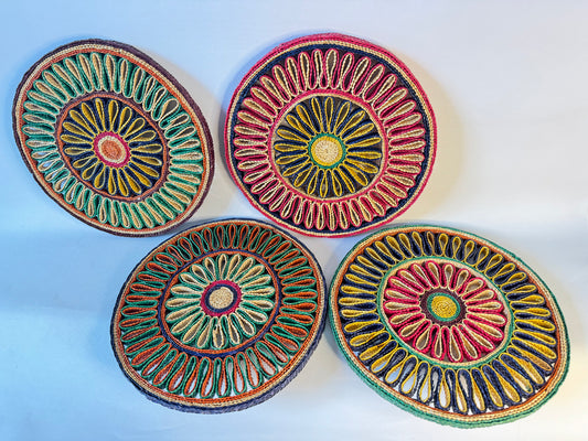 Set of 4 Woven Trivets/ Placemats | Vintage Retro |
