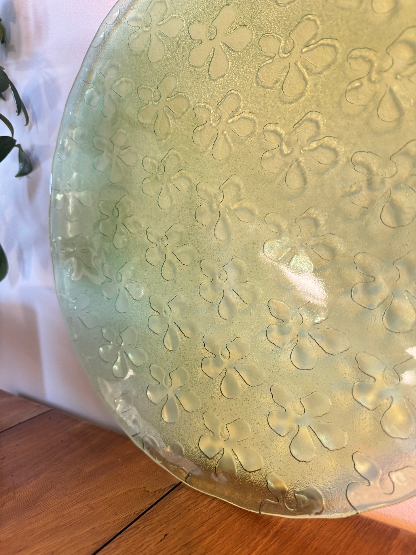 Green Pressed Glass XL Decorative Plate | Villeroy and Boch | Serving Plate |