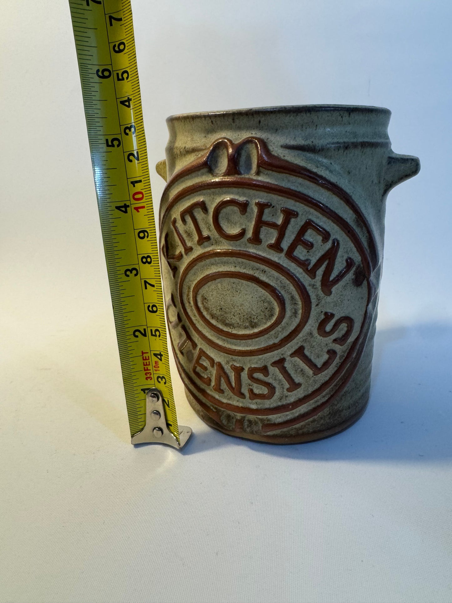 Kitchen Utensil Holder Pot | Stoneware | Vintage Retro 70’s | Kitchenware Kitchenalia |