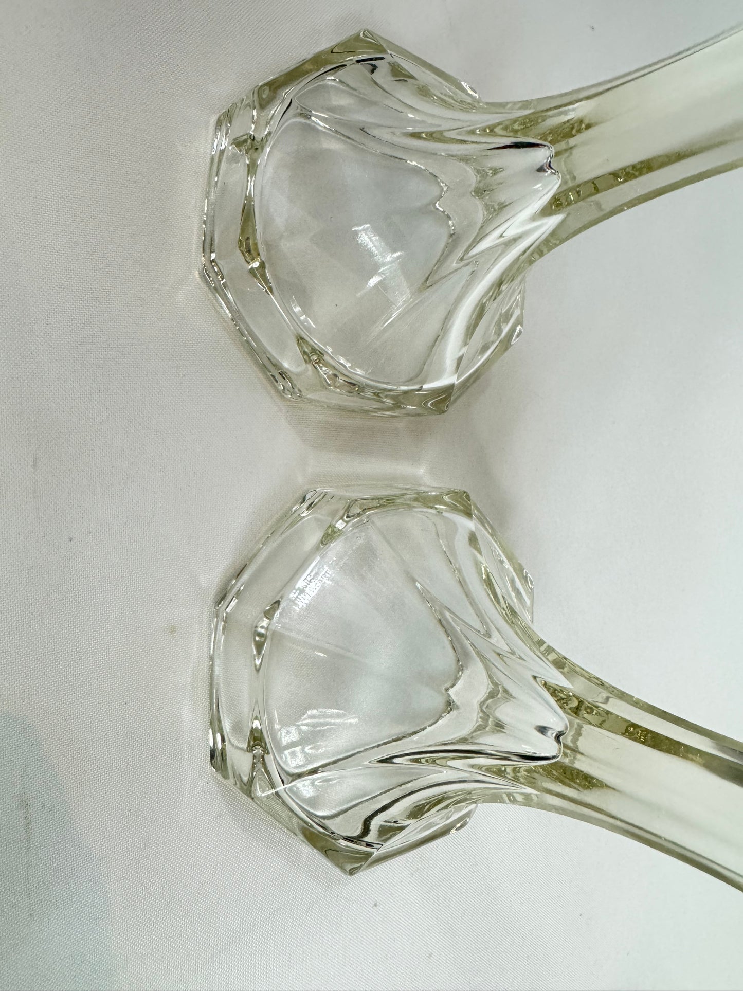 Thick Cut Glass Candlestick Holders | Set of 2 | Vintage Retro |
