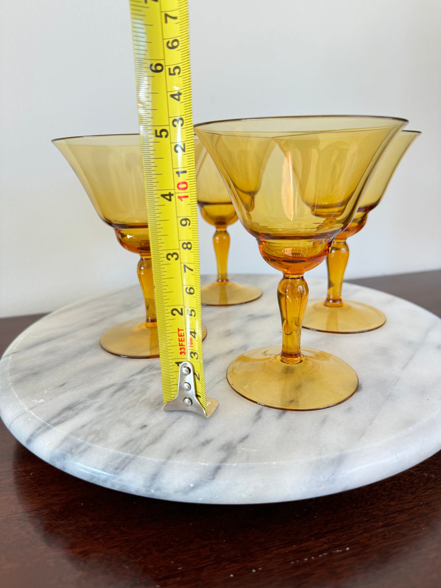 Amber Martini Margarita Cocktail Glasses | Vintage Retro Barware | Coloured Glass |