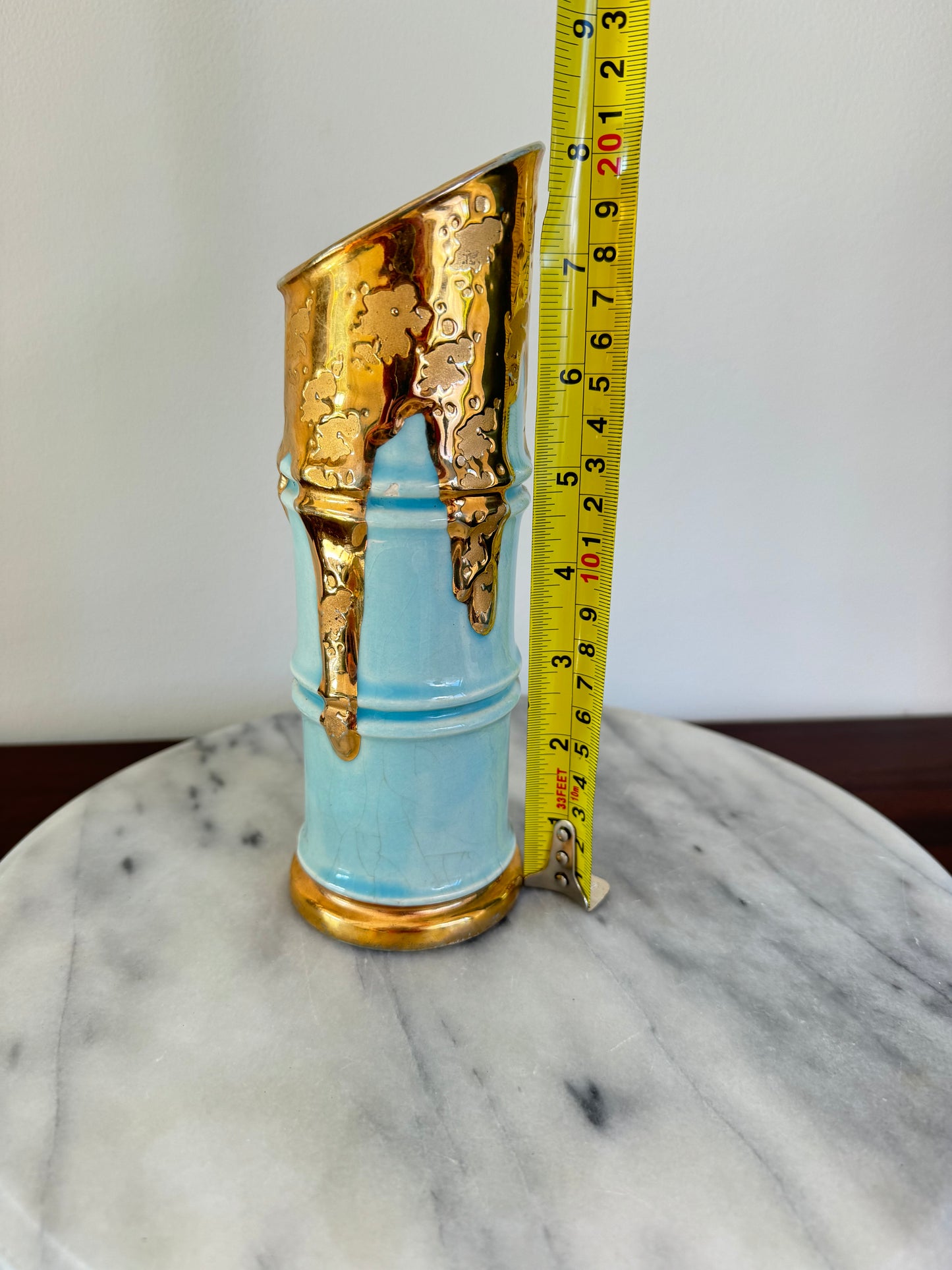 Weeping Gold & Blue Bamboo Vase