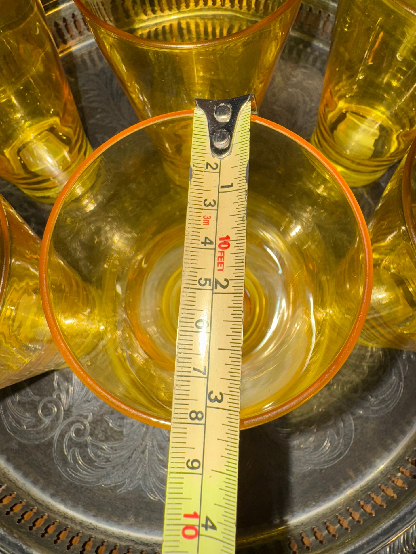 Set of 6 Vintage Yellow Crisal Tumblers – 36cl