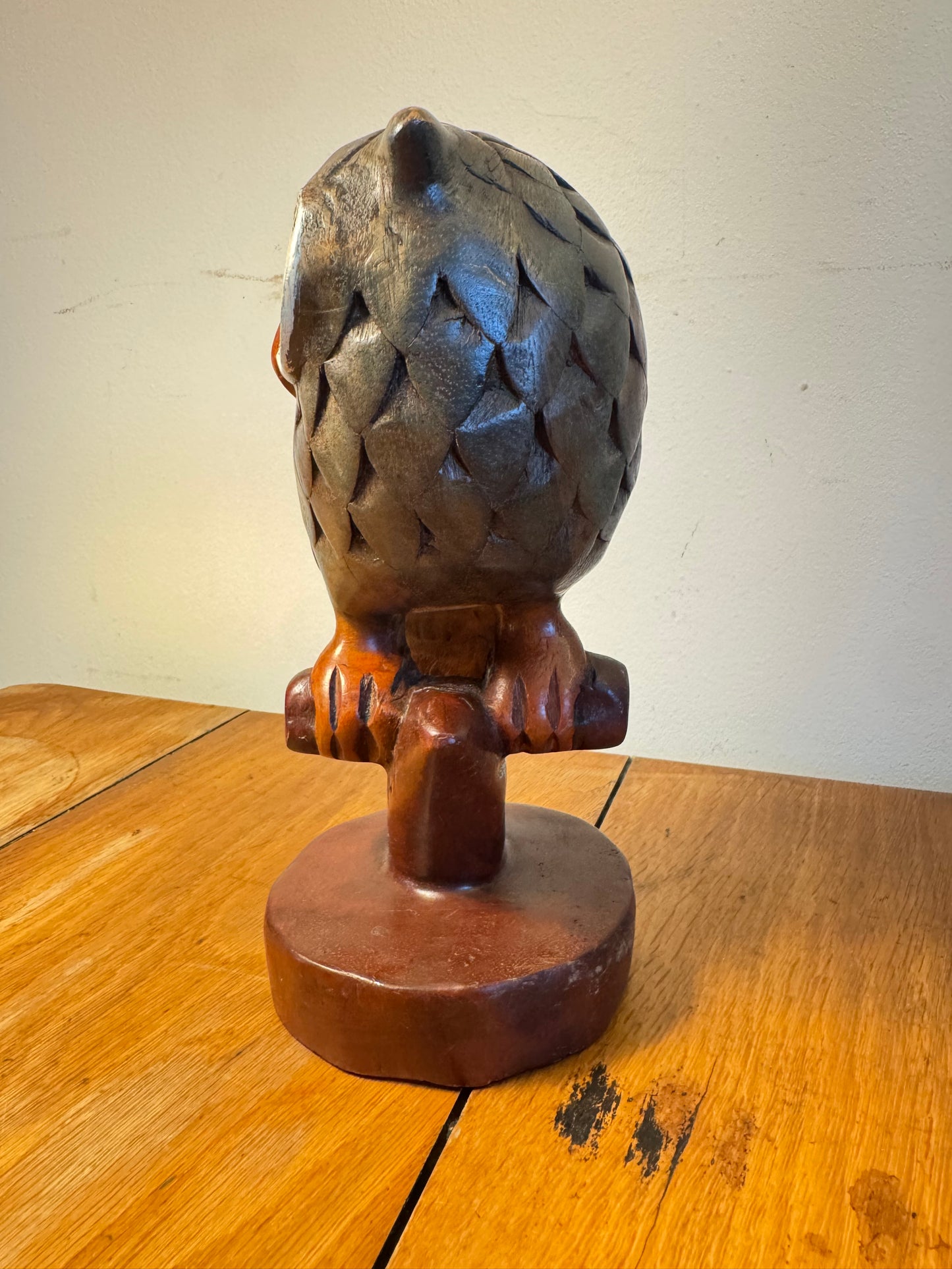 Handcarved Wooden Owl | Vintage Quirky Decor | Folk Art | Bird Sculpture |